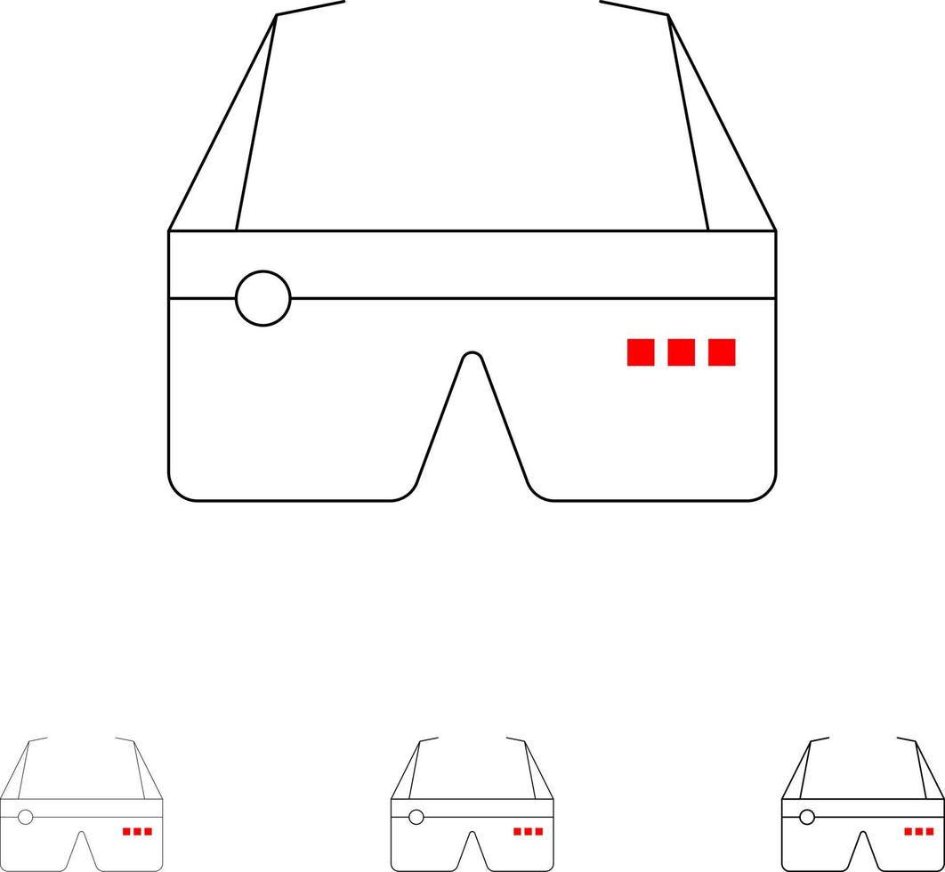 computer calcolo digitale bicchieri Google grassetto e magro nero linea icona impostato vettore