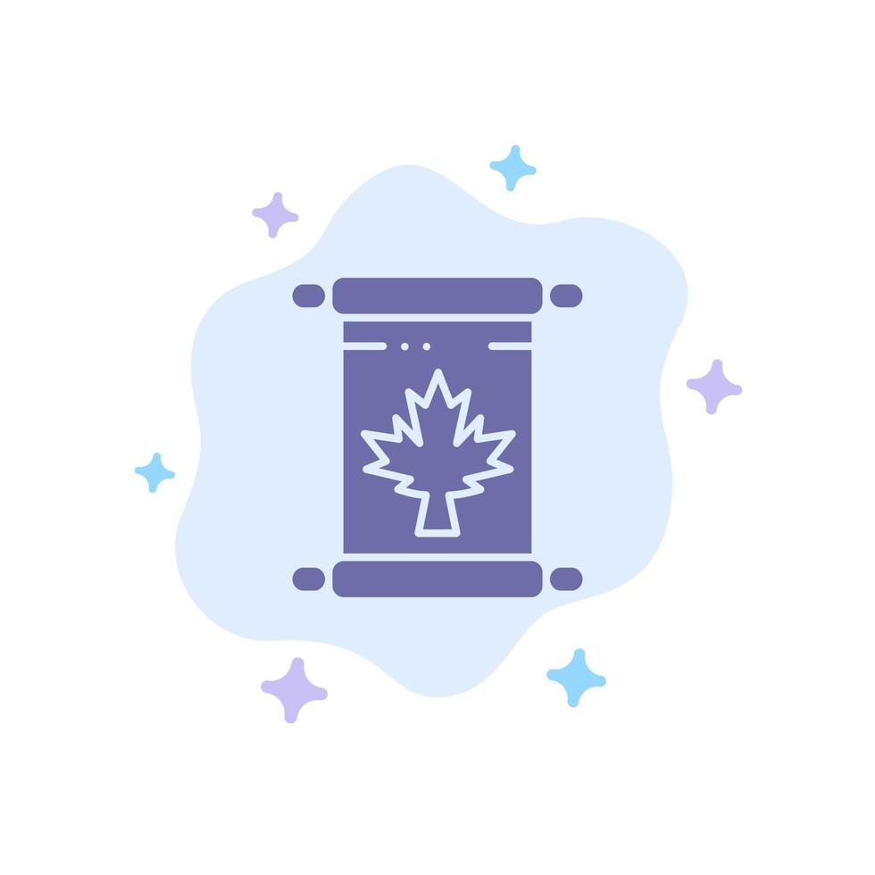 Nota autunno Canada foglia blu icona su astratto nube sfondo vettore