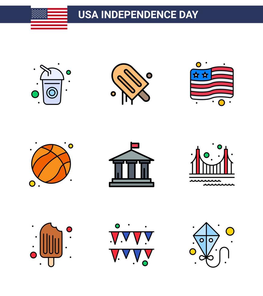 9 creativo Stati Uniti d'America icone moderno indipendenza segni e 4 ° luglio simboli di americano banca nazione Stati Uniti d'America palla modificabile Stati Uniti d'America giorno vettore design elementi