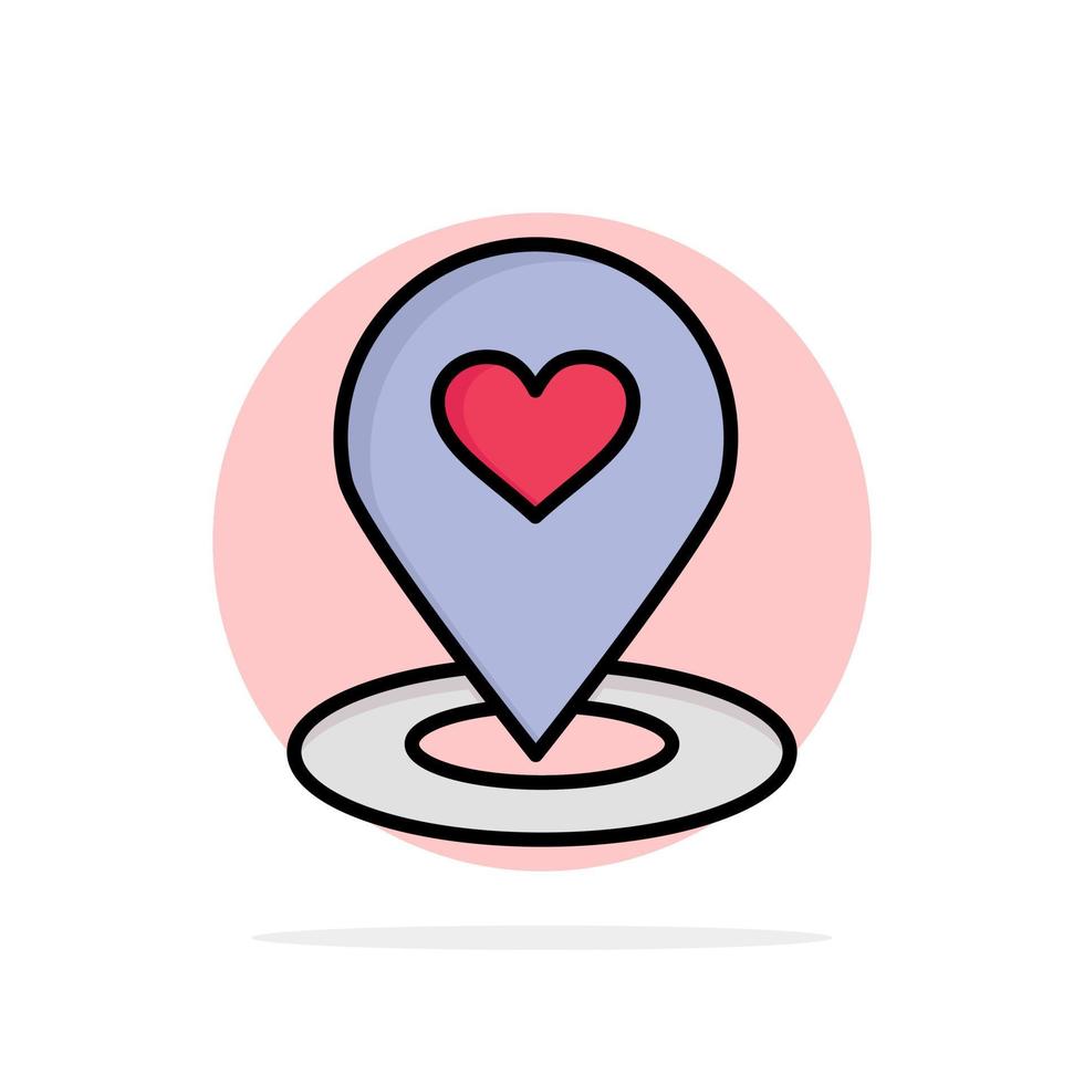 Posizione carta geografica Posizione mirino perno cuore astratto cerchio sfondo piatto colore icona vettore