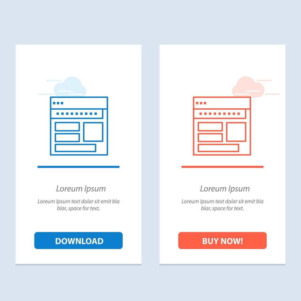 sito web del browser attività commerciale aziendale pagina ragnatela pagina web blu e rosso Scarica e acquistare adesso ragnatela aggeggio carta modello vettore