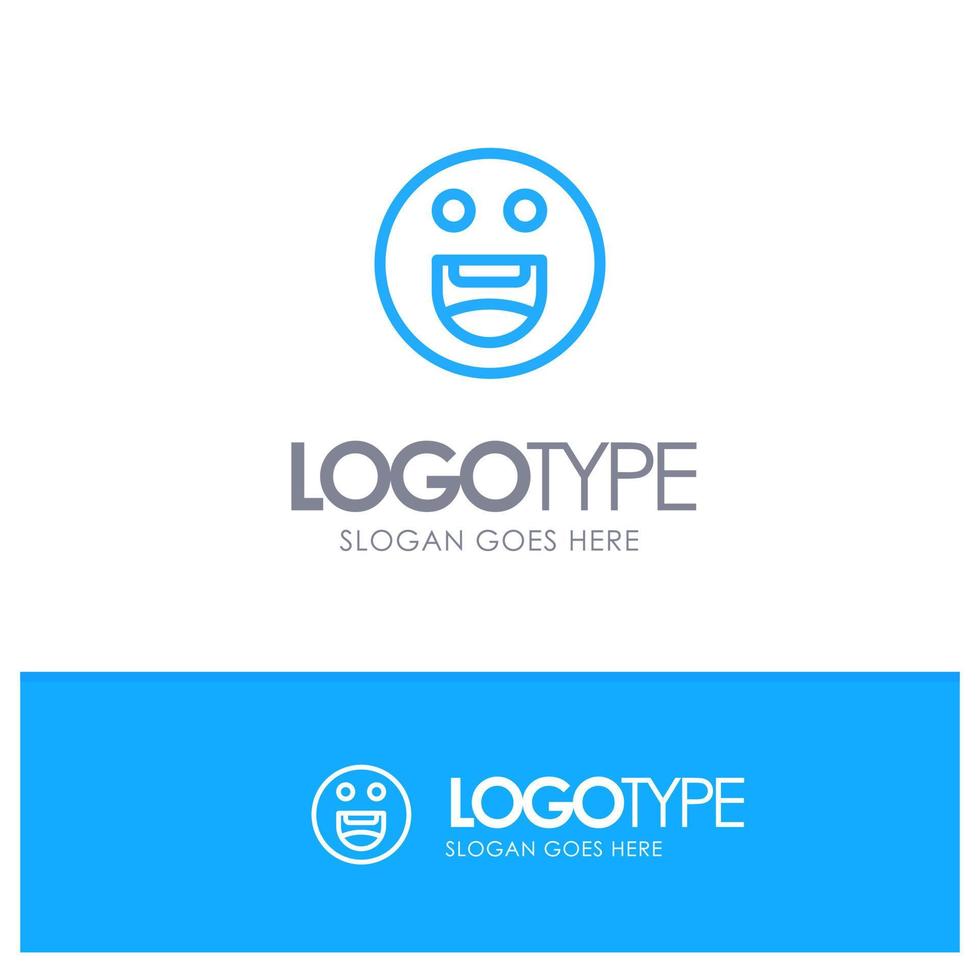 emoji contento motivazione blu schema logo con posto per tagline vettore