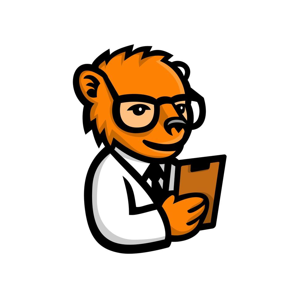 mascotte scienziato orso nerd vettore