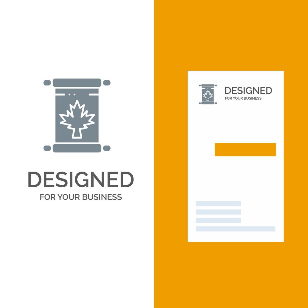 Nota autunno Canada foglia grigio logo design e attività commerciale carta modello vettore