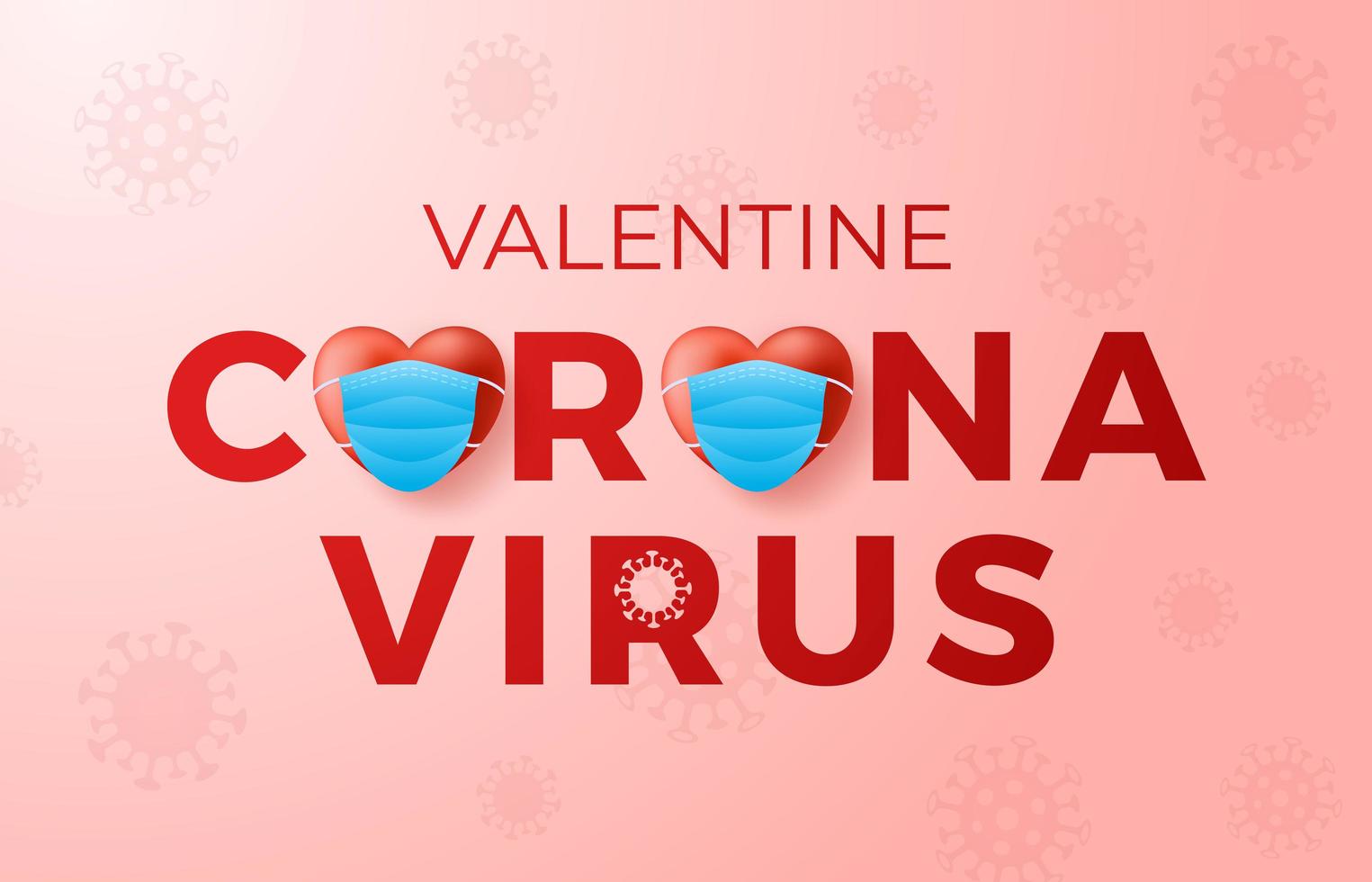 concetto di giorno di San Valentino di coronavirus. logo covid coronavirus concetto iscrizione tipografia design, malattie contagiose dei personaggi quando esposti a un virus, illustrazione vettoriale virus pericoloso