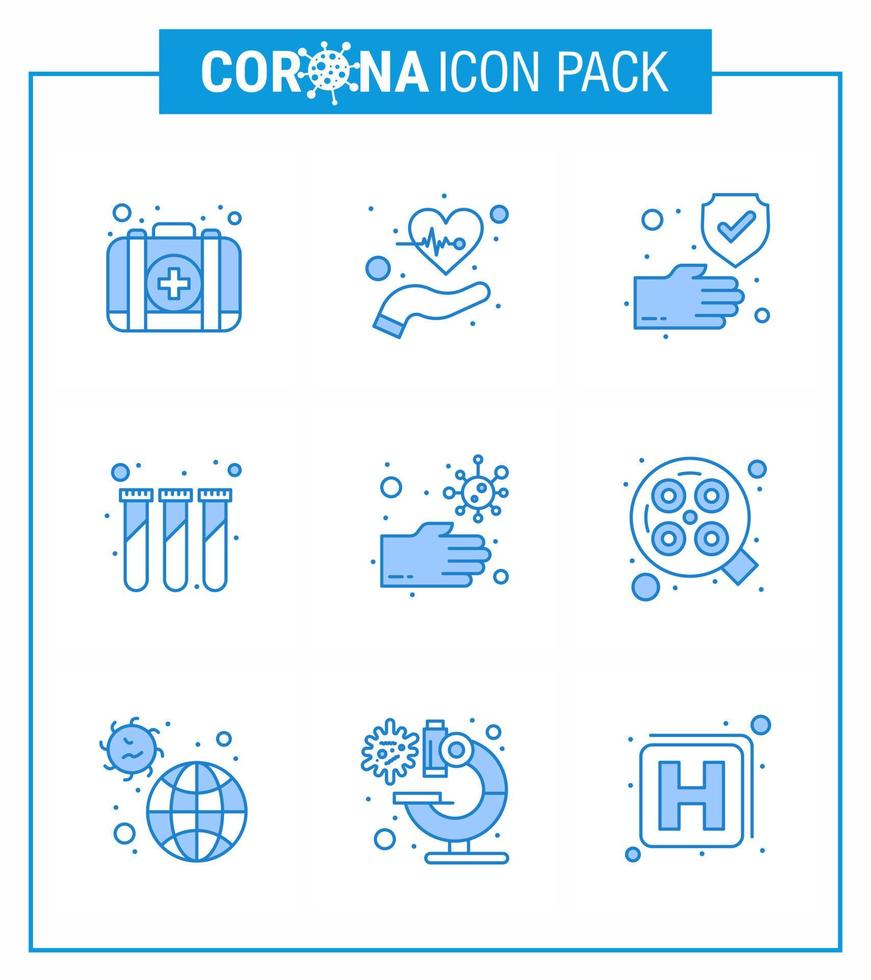 corona virus prevenzione covid19 suggerimenti per evitare infortunio 9 blu icona per presentazione batteri test impulsi laboratorio sicuro virale coronavirus 2019 nov malattia vettore design elementi