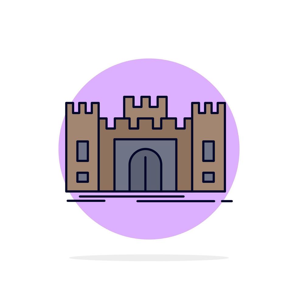 castello difesa forte fortezza punto di riferimento piatto colore icona vettore