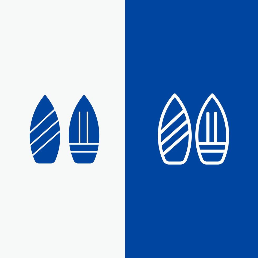 pattinare Snowboard gli sport inverno linea e glifo solido icona blu bandiera linea e glifo solido icona blu bandiera vettore