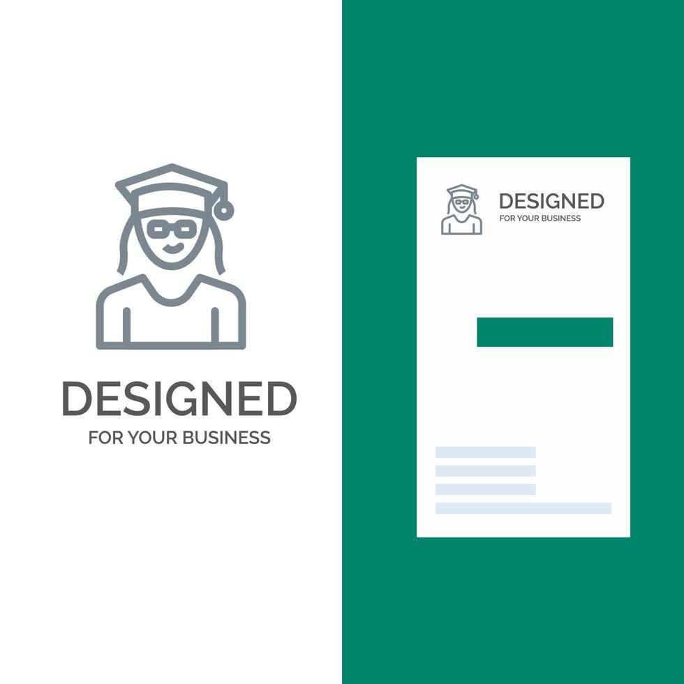 berretto formazione scolastica la laurea donna grigio logo design e attività commerciale carta modello vettore