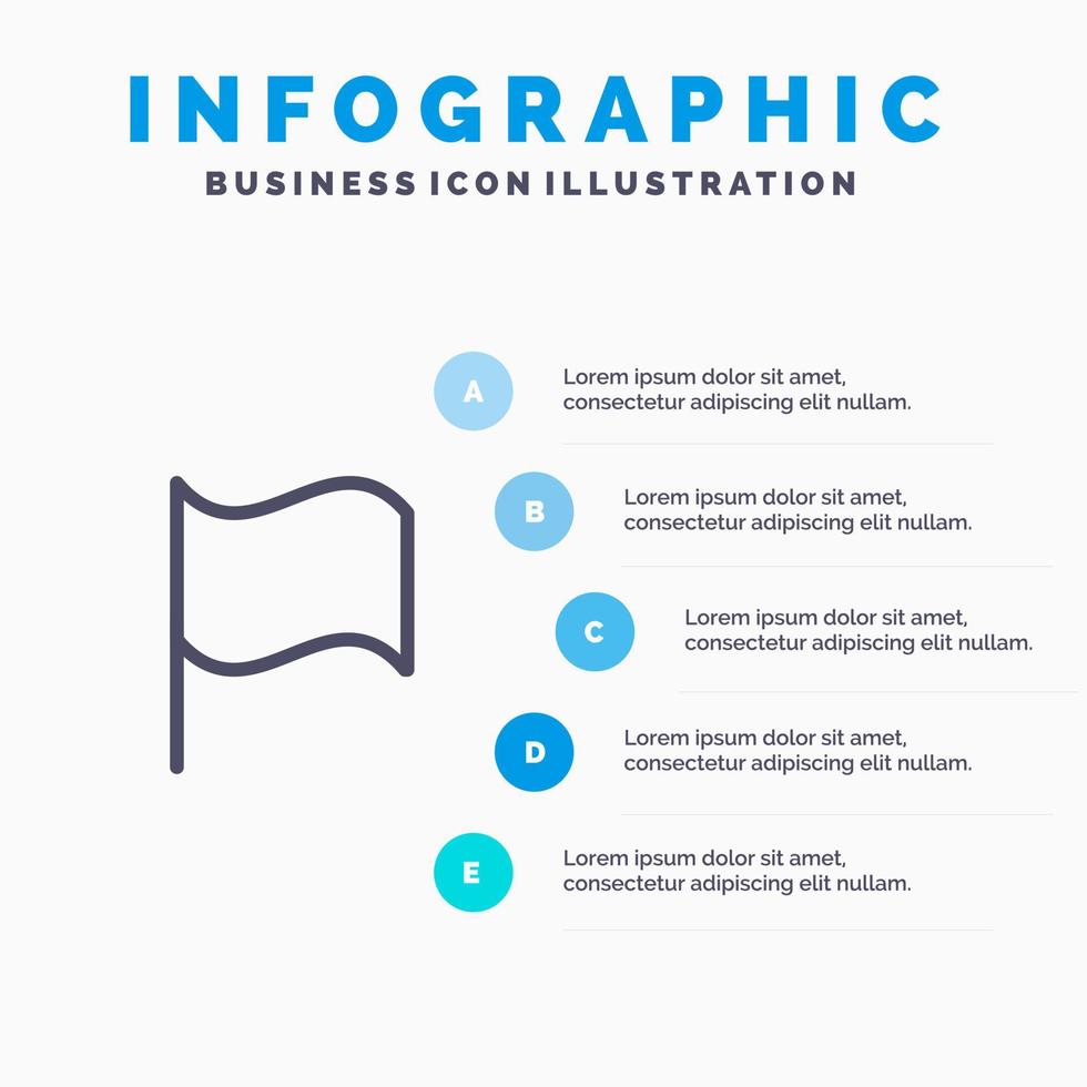 di base bandiera ui linea icona con 5 passaggi presentazione infografica sfondo vettore