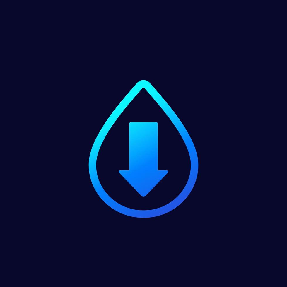 icona del livello dell'acqua basso su oscurità vettore