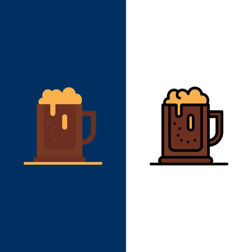 alcool festa birra celebrare bevanda vaso icone piatto e linea pieno icona impostato vettore blu sfondo
