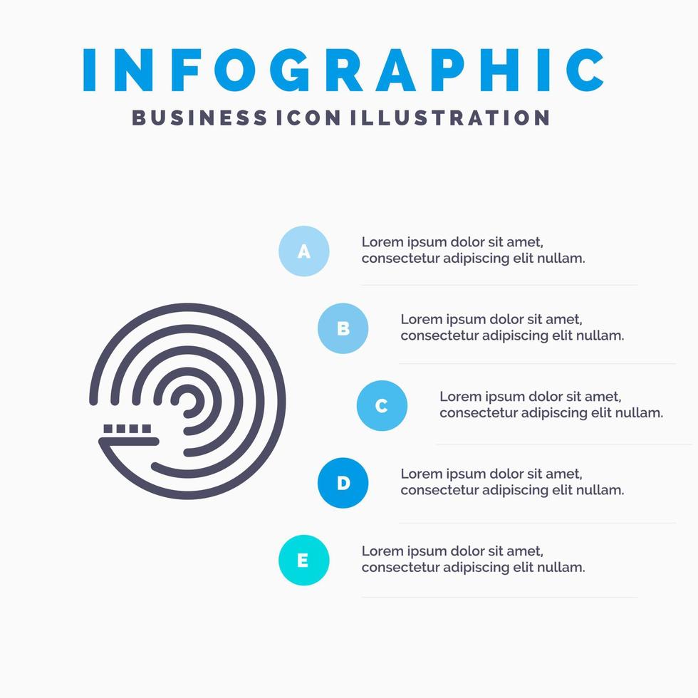 previsione modello previsione modello scienza linea icona con 5 passaggi presentazione infografica sfondo vettore