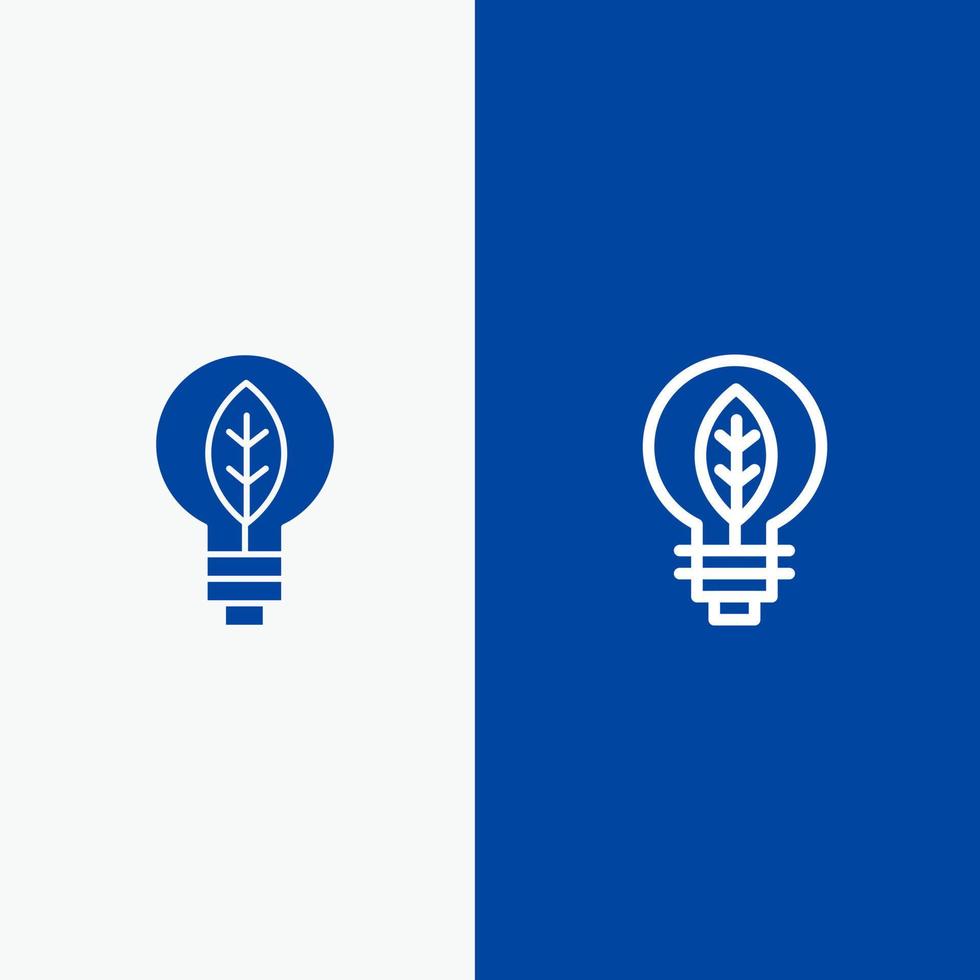 natura di energia lampadina linea e glifo solido icona blu bandiera linea e glifo solido icona blu bandiera vettore