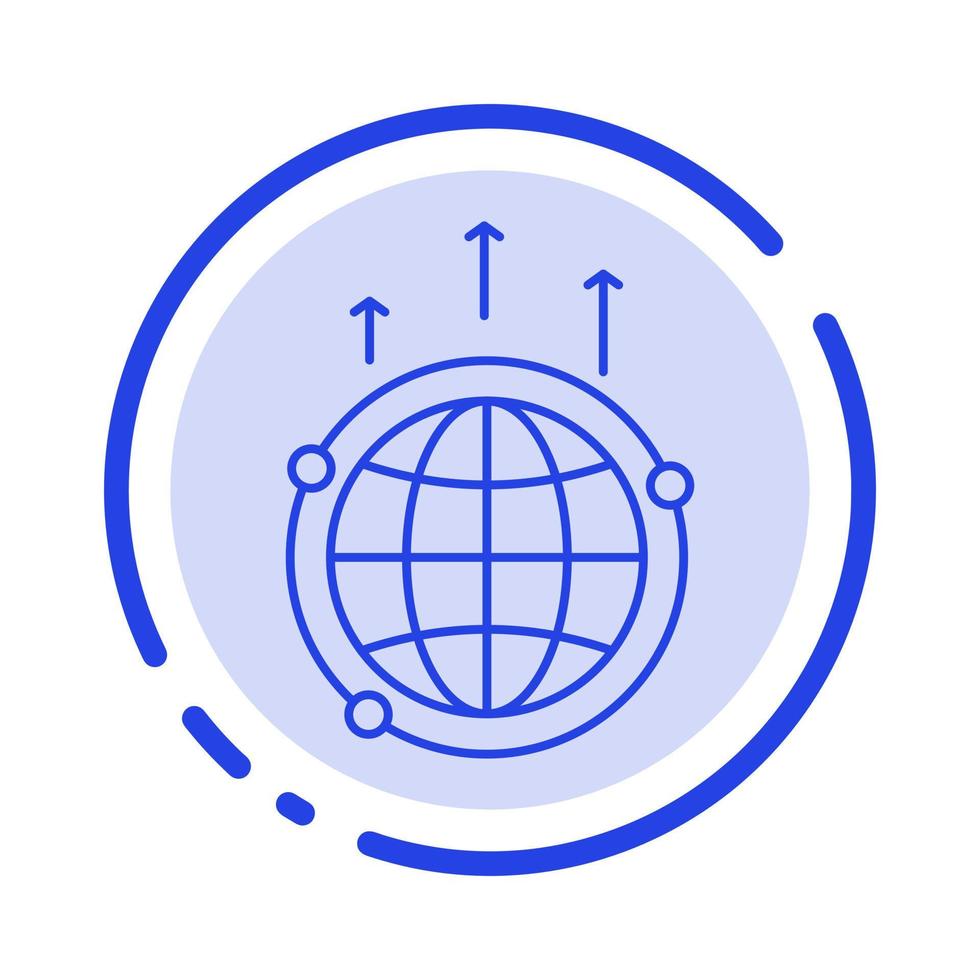 globo attività commerciale comunicazione connessione globale mondo blu tratteggiata linea linea icona vettore