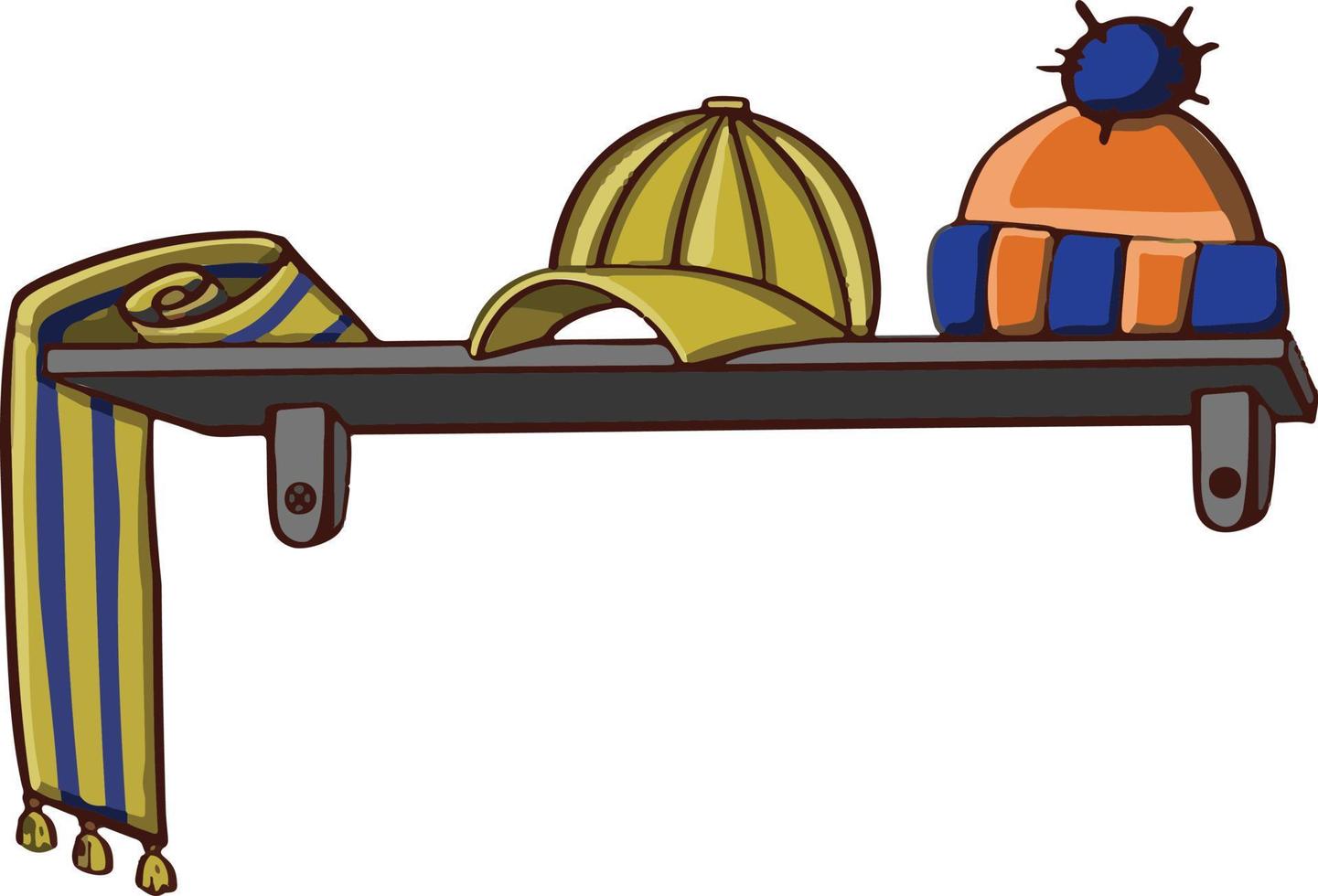 mensola per cappelli e sciarpe, simbolo illustrazione schizzo vettore