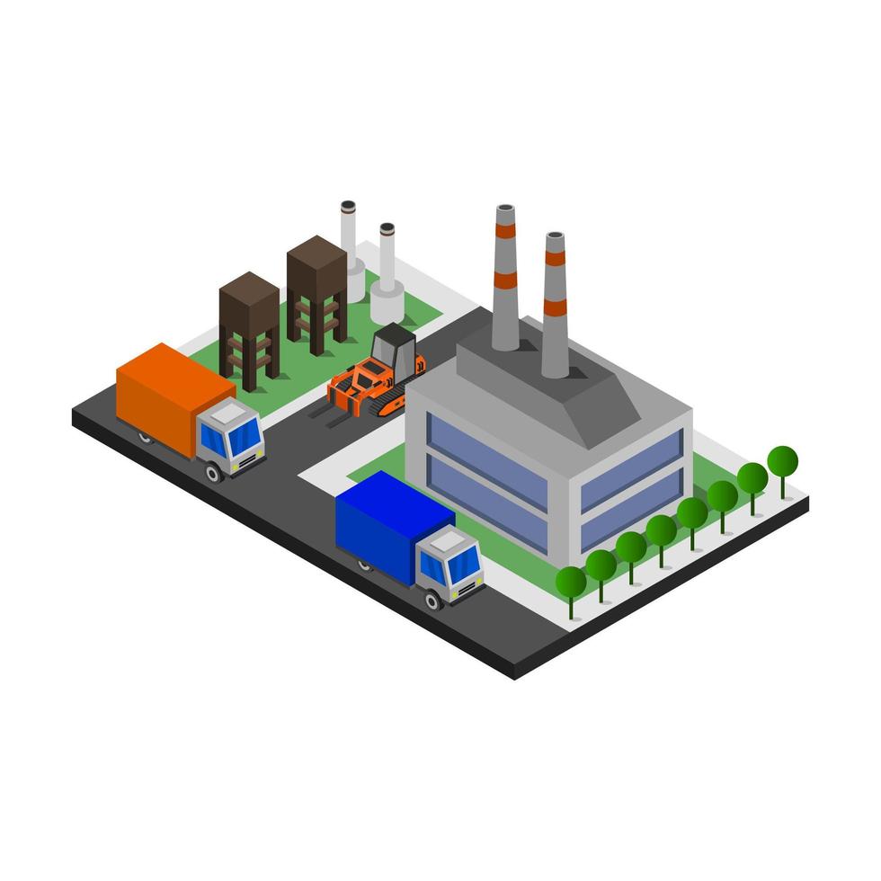 industria isometrica illustrata su sfondo bianco vettore