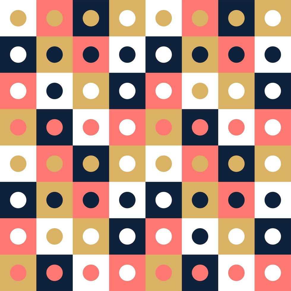 Vector seamless pattern di sfondo, design, moderno quadrato con punto o cerchio all'interno. pixel seamless pattern con elementi colorati.