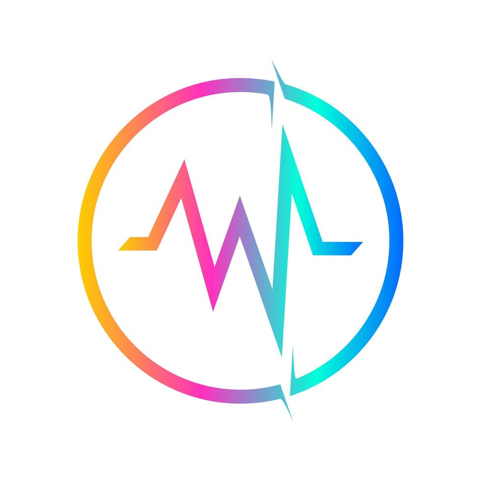 onda audio colorato astratto nell'icona di simbolo del segno di logo di vettore del cerchio