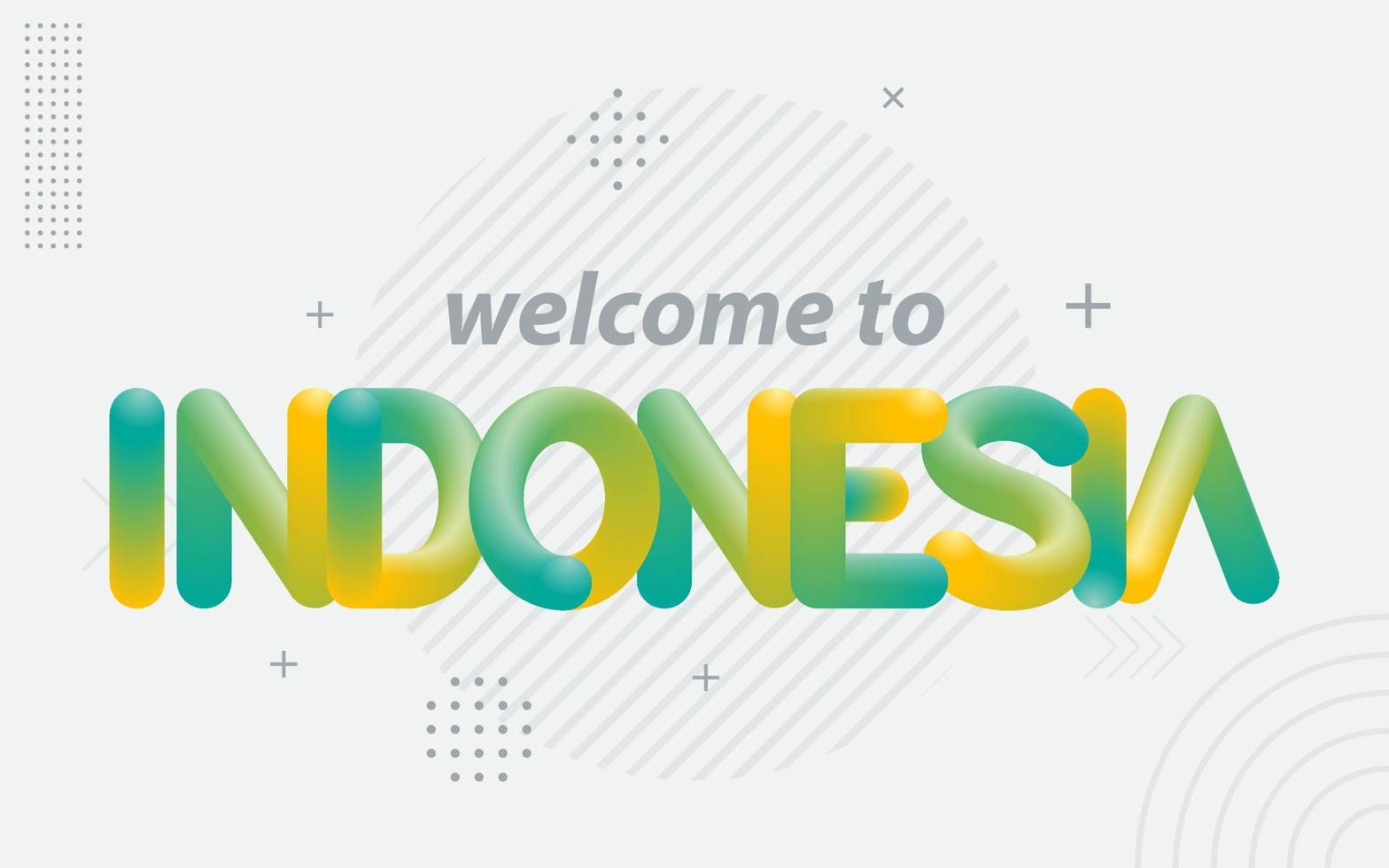benvenuto per Indonesia. creativo tipografia con 3d miscela effetto vettore