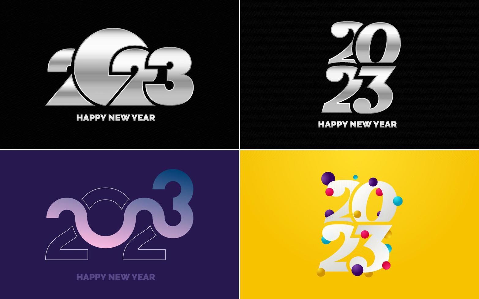 grande impostato 2023 contento nuovo anno nero logo testo design. 20 23 numero design modello. collezione di simboli di 2023 contento nuovo anno vettore