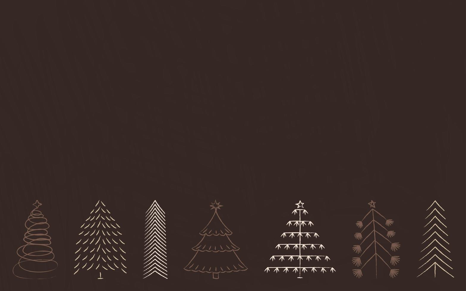 insieme disegnato a mano dell'illustrazione delle azione di vettore di marrone degli alberi di Natale sfondo vacanze. boschi di disegno astratto doodle. illustrazione di arte vettoriale