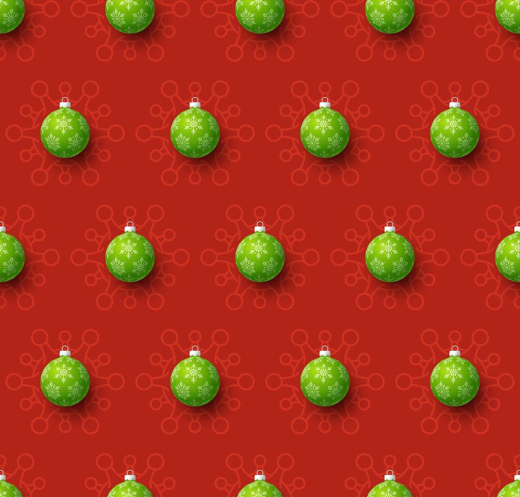 Natale covid seamless pattern illustrazione vettoriale. protezione da virus e buon natale concetto. vettore del nuovo anno 2021 e coronavirus covid-19 durante la pandemia