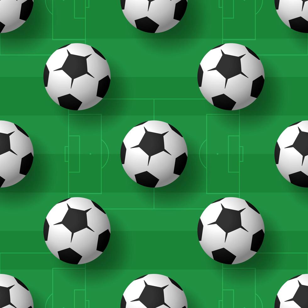 modello senza cuciture delle palle di calcio. mucchio di palloni da calcio classici in bianco e nero. sfondo vettoriale realistico