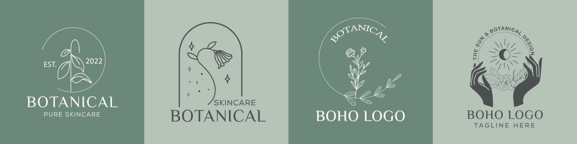 collezione di mano disegnato boho logotipi vettore