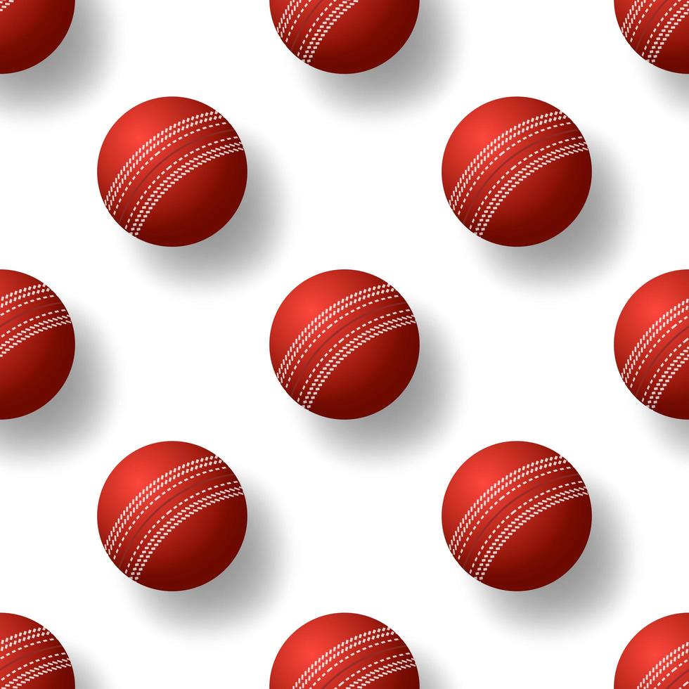 illustrazione vettoriale pettern palla da cricket senza soluzione di continuità. realistico palla da cricket seamless pattern design