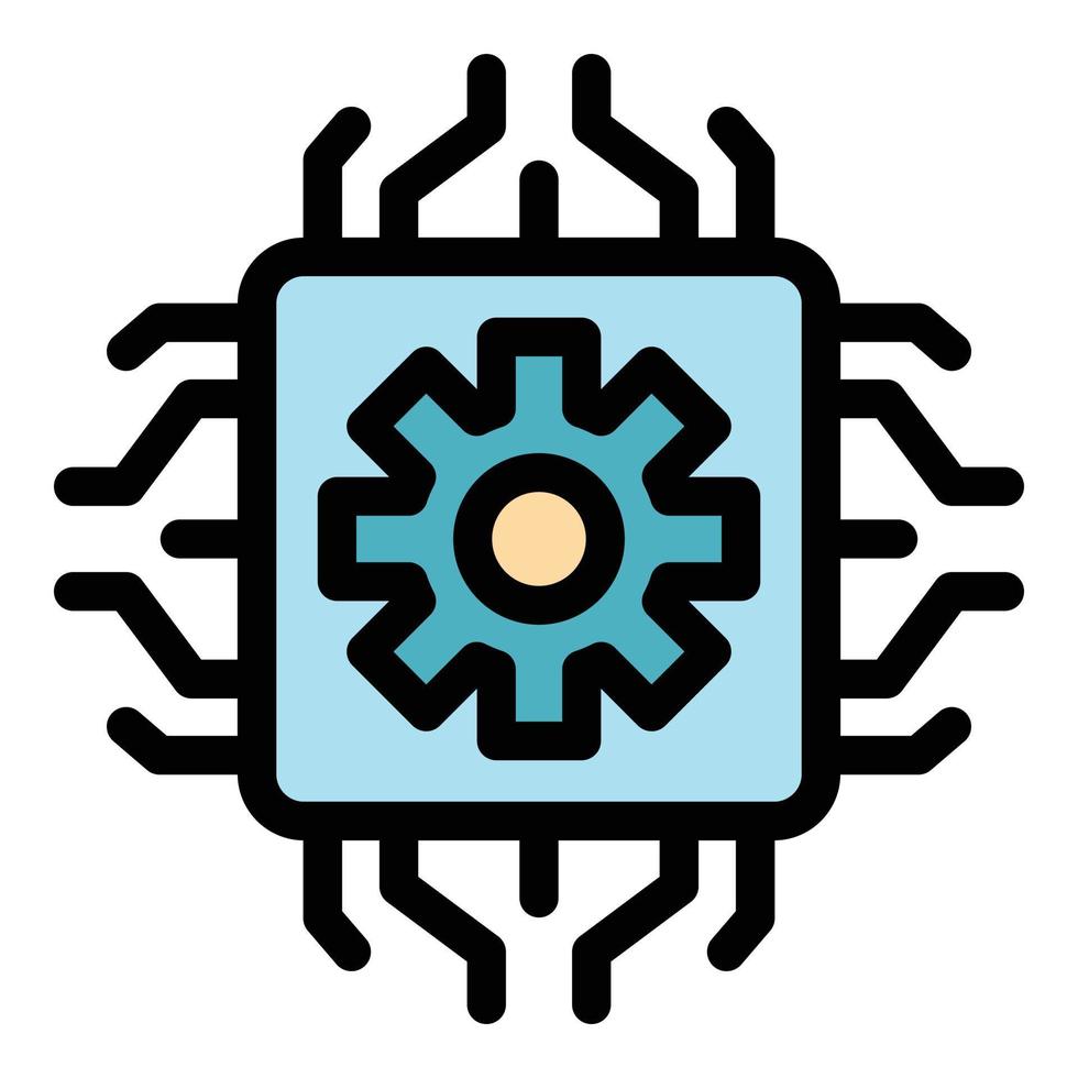 il computer portatile processore icona colore schema vettore