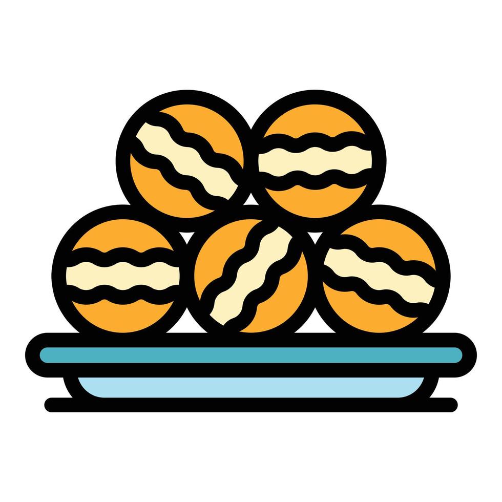macarons piatto icona colore schema vettore