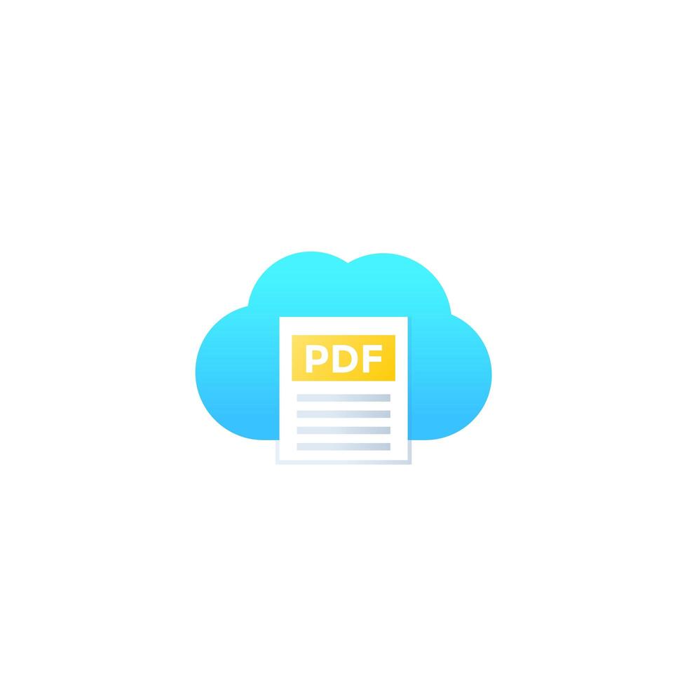 caricamento del documento PDF su cloud, icona per il web vettore