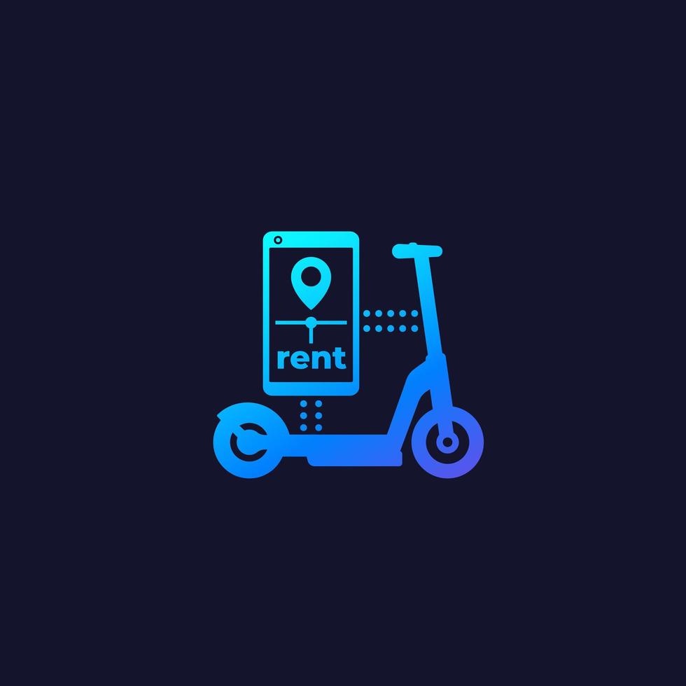 icona del servizio di noleggio scooter per web e app vettore