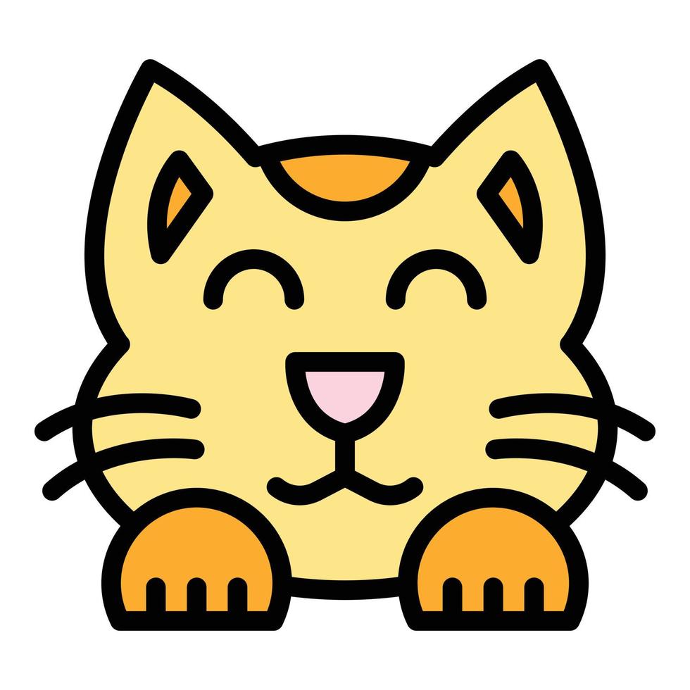 sorridente orientale gatto icona colore schema vettore