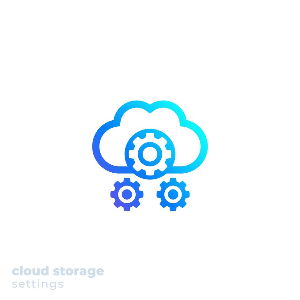 icona delle impostazioni di archiviazione cloud per il web, vettore