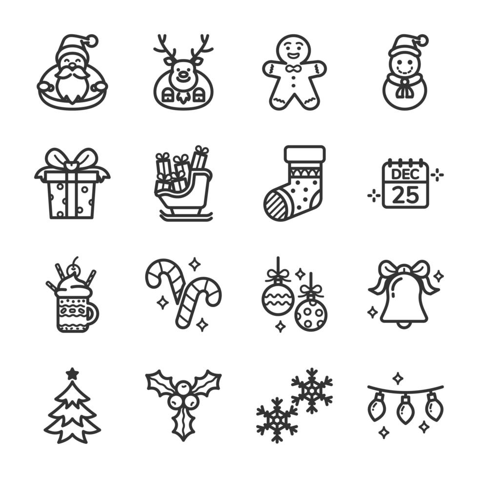 set di icone del giorno di Natale vettore