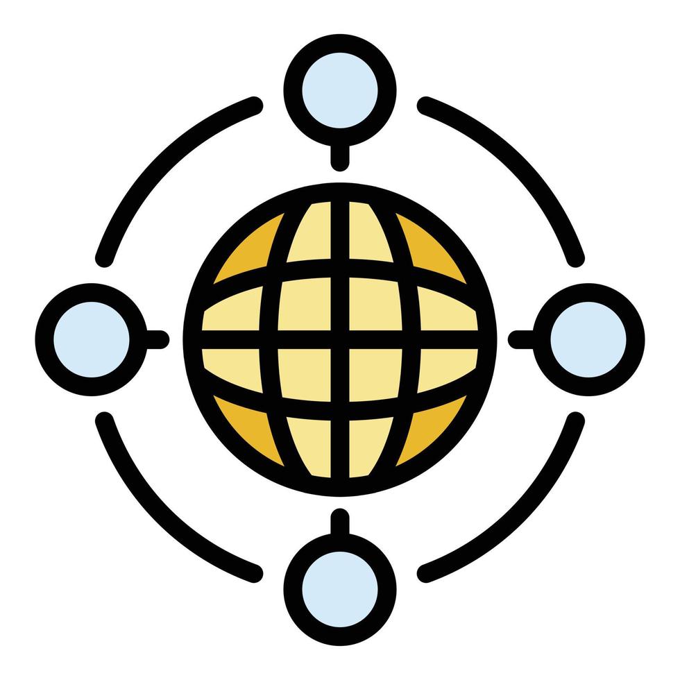 globale collaborazione icona colore schema vettore