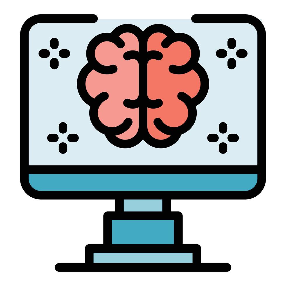 computer ai cervello icona colore schema vettore
