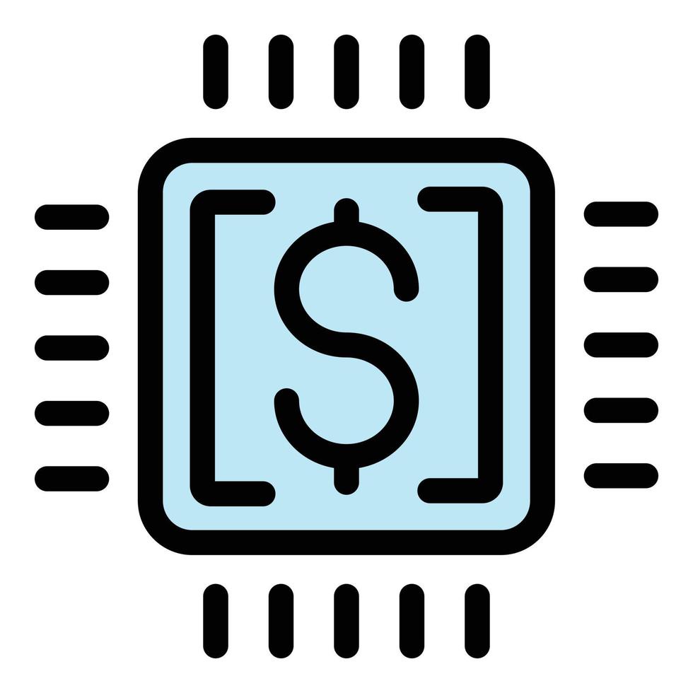 i soldi processore icona colore schema vettore