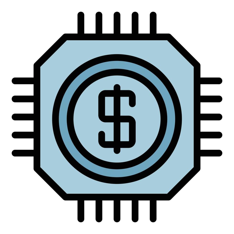 i soldi processore icona colore schema vettore