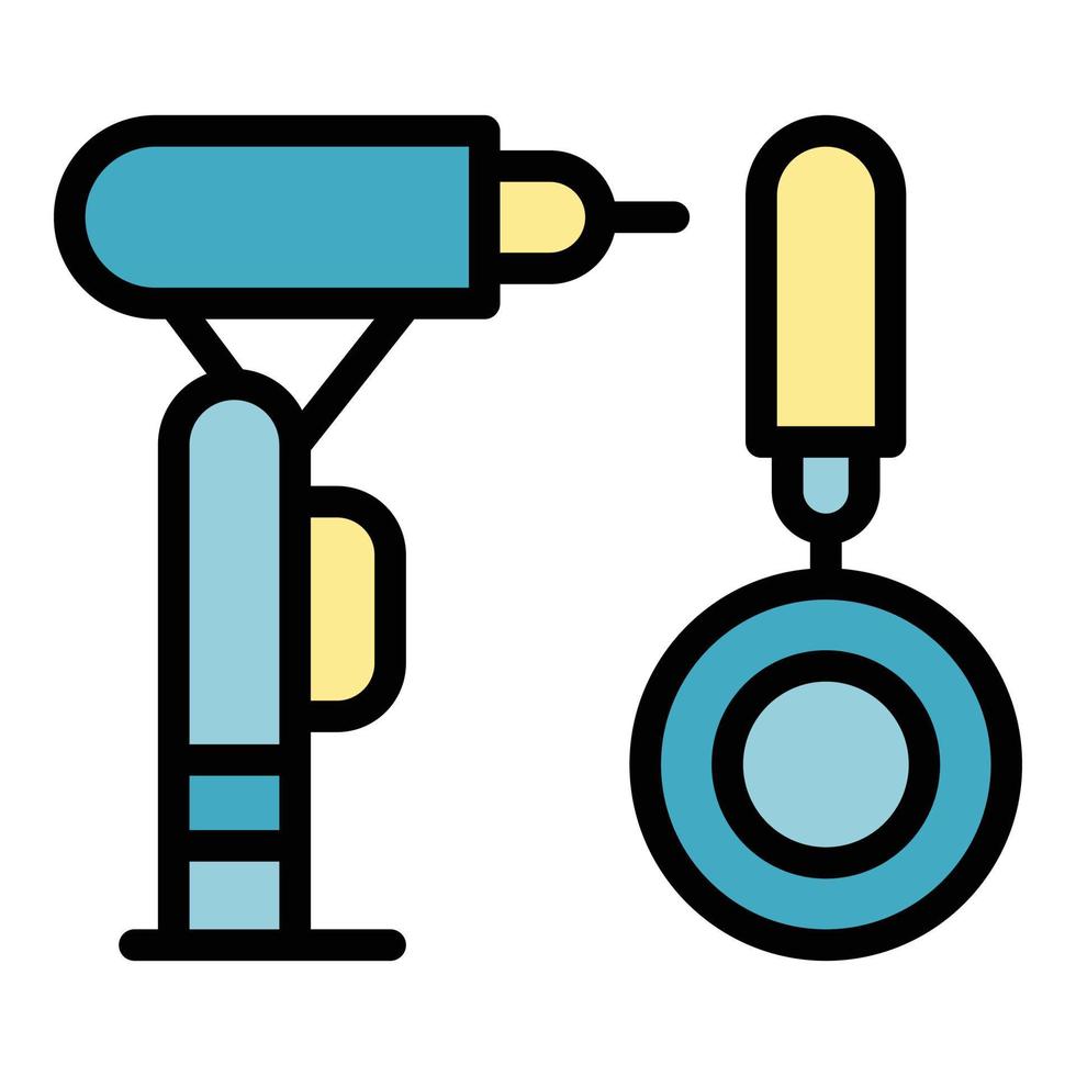 dentista trapano e specchio icona colore schema vettore