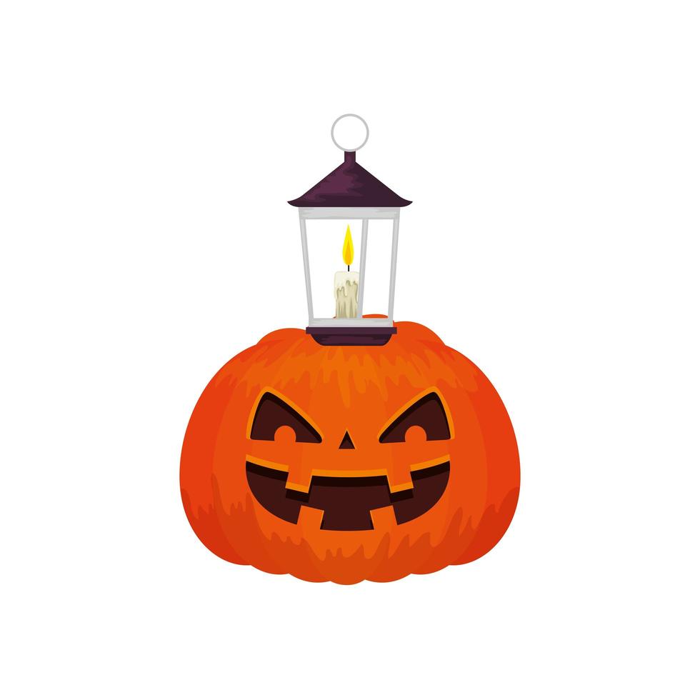 zucca di Halloween tradizionale con lampada vettore