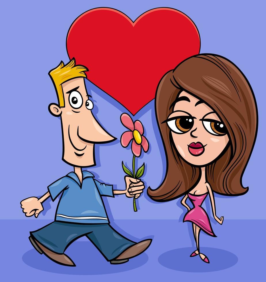 cartolina di San Valentino con coppia uomo e donna innamorata vettore