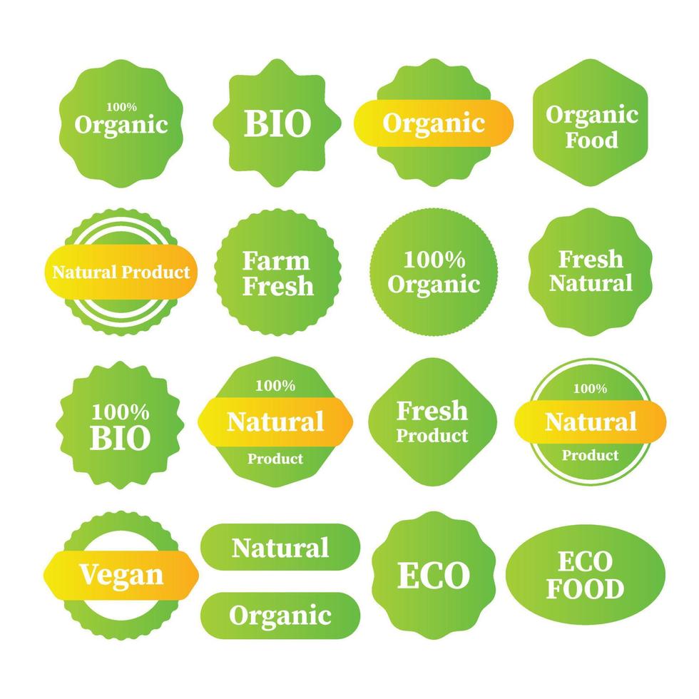 etichette e emblemi organico, naturale, salutare cibo, fresco e vegetariano cibo. vettore illustrazione.