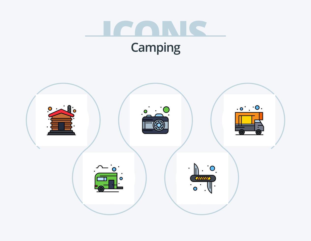 campeggio linea pieno icona imballare 5 icona design. . marshmallow. campo. cibo. bendare vettore