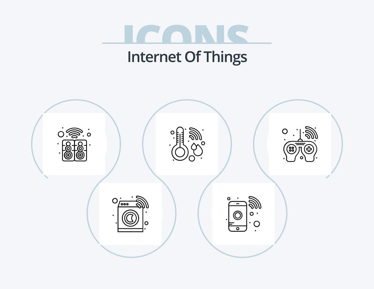 Internet di cose linea icona imballare 5 icona design. router. tempo atmosferico. inteligente. termometro. assistenza sanitaria vettore