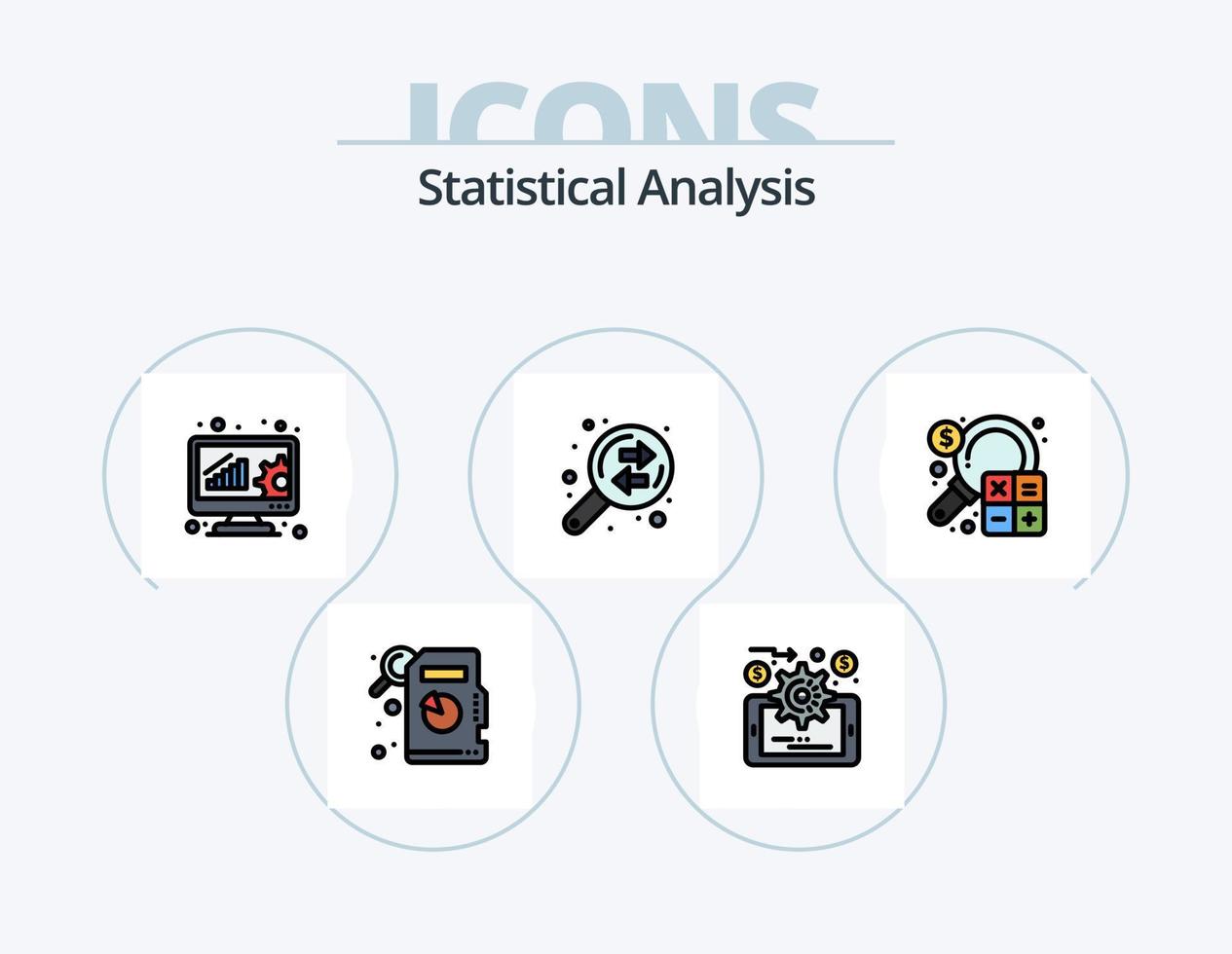 statistico analisi linea pieno icona imballare 5 icona design. analisi. grafico. dati analizzando. dollaro. analisi vettore