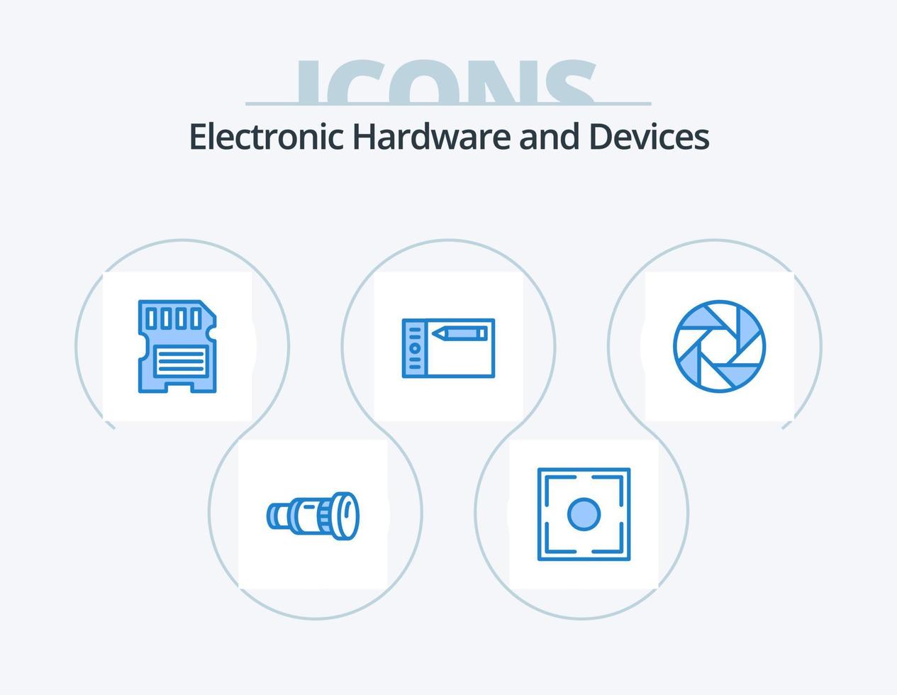 dispositivi blu icona imballare 5 icona design. apertura. grafico. punto. disegno. sd vettore
