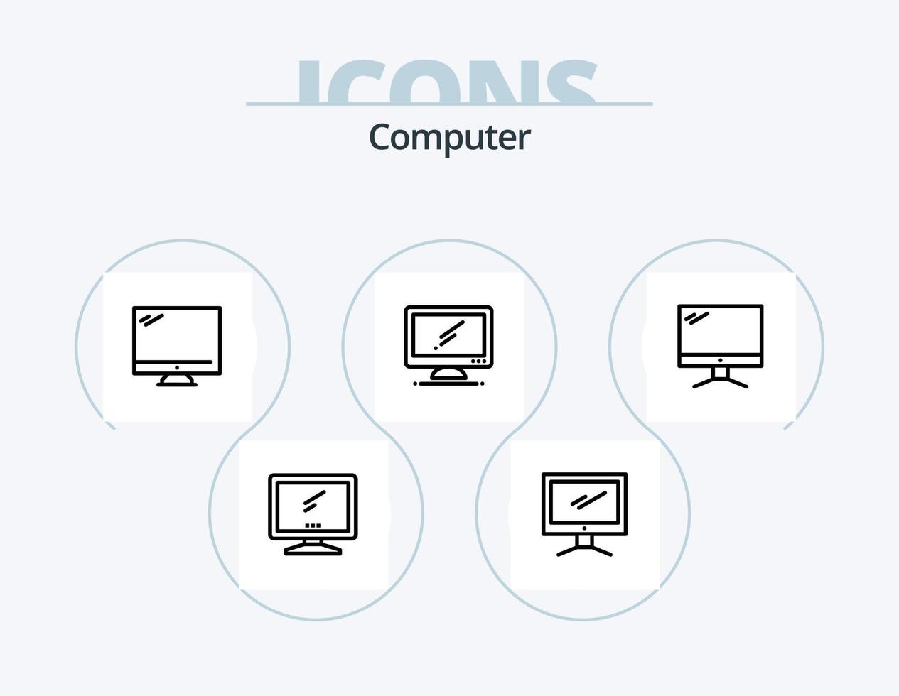 computer linea icona imballare 5 icona design. . imac. vettore